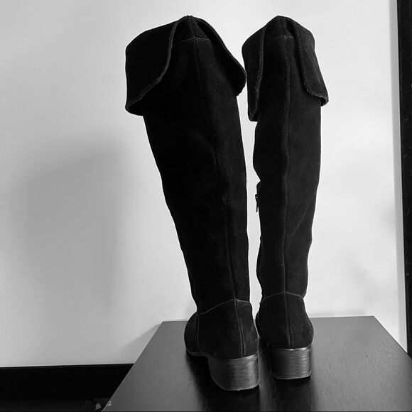Steve Madden Tyga Suede Leather Black Over the Knee Boots 1.75” Block Heel Sz. 8 - Picture 11 of 16